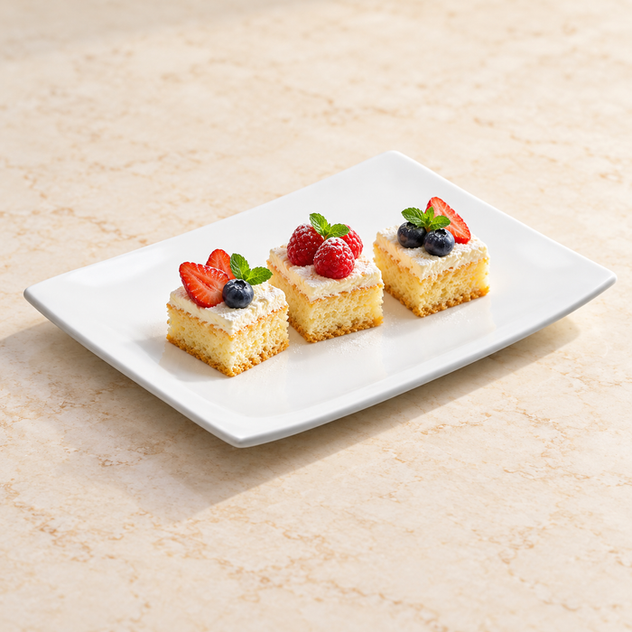 11-3/4" Rectangular Plate, White Ceramic. Alternative serving suggestion.