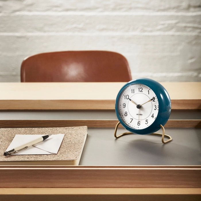 Arne Jacobsen Station Table Clock in Teal