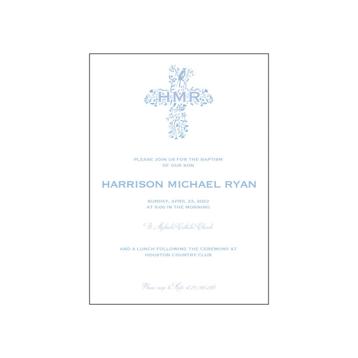 bird cross blue | invitation