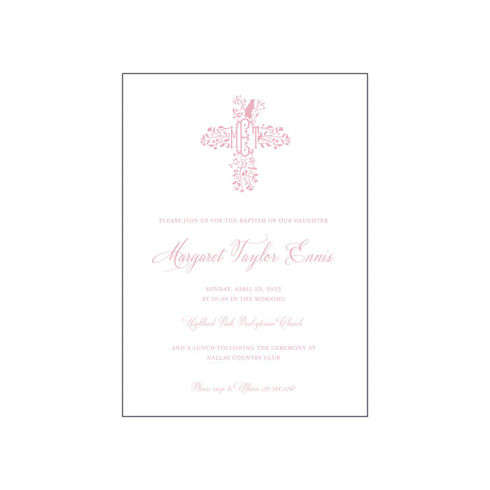 bird cross pink | invitation