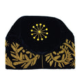 Black & Gold Beaded Velvet Hat
