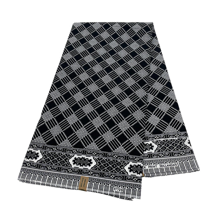 Black & White Wax Print Fabric - 6 Yards