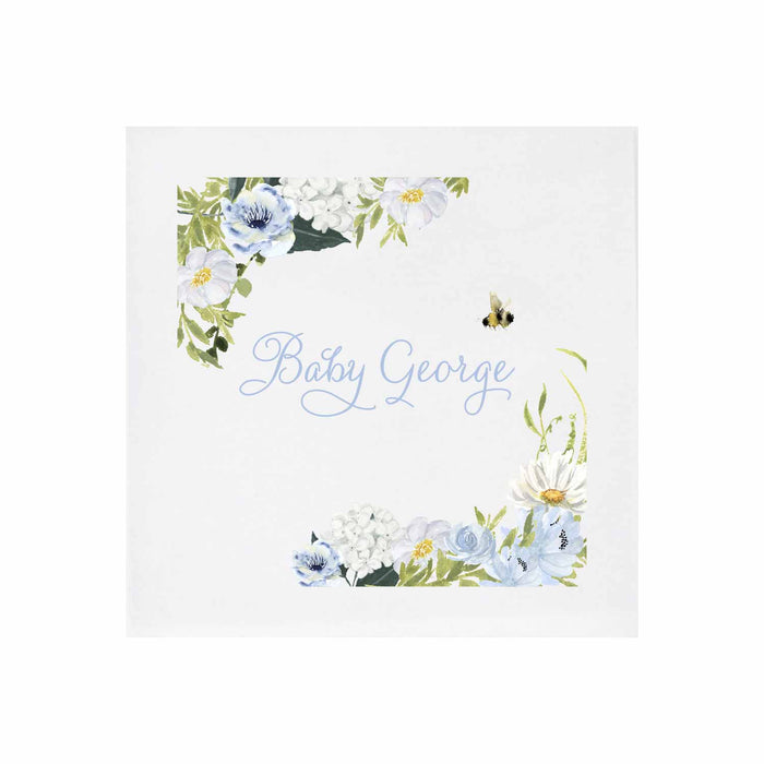 pale blue and white personalized cocktail napkins