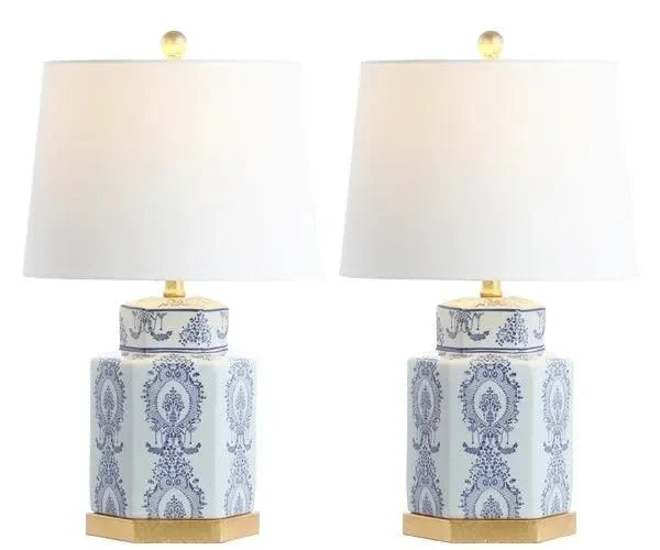 Bodin Ceramic Table Lamp in Blue and White (Set of 2) - The Mayfair Hall