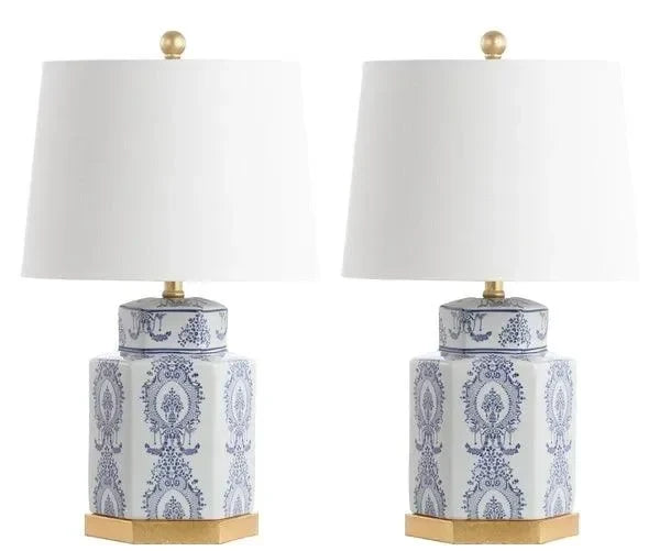 Bodin Ceramic Table Lamp in Blue and White (Set of 2) - The Mayfair Hall