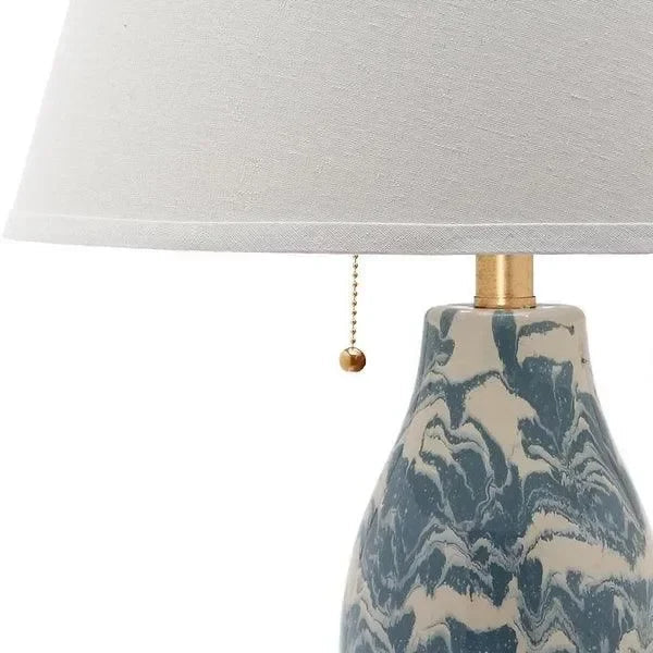 Color Swirls Glass Table Lamp in Light Blue and White - The Mayfair Hall