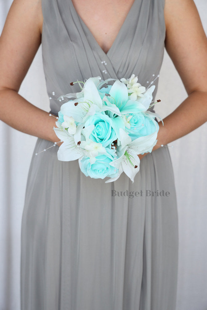 Faux Beach Wedding Bouquet in Teal  - $58.50 | Refined