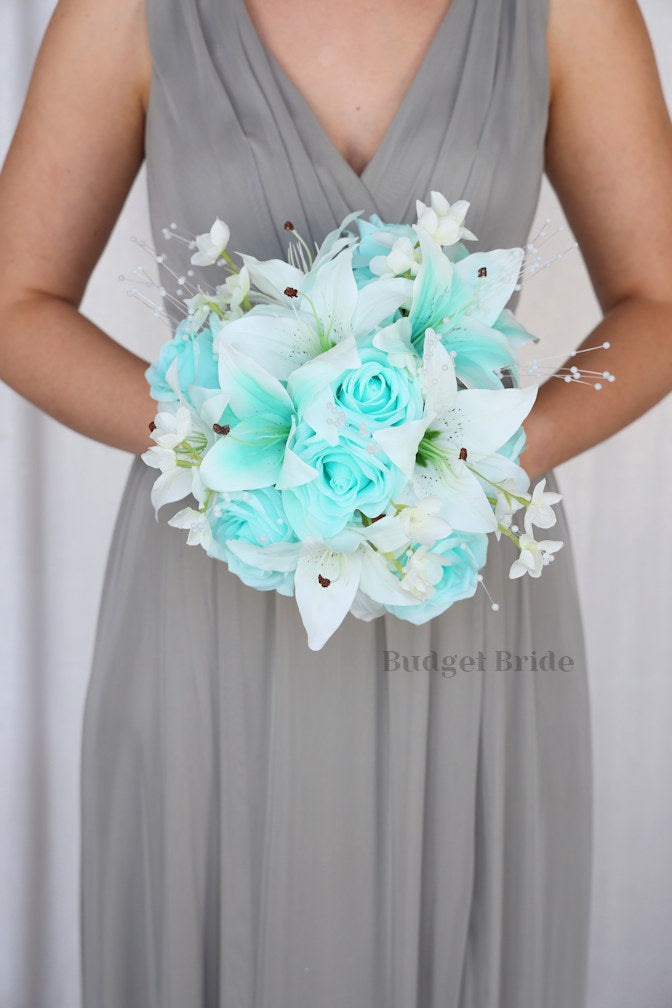 Faux Beach Wedding Bouquet in Teal  - $58.50 | Refined