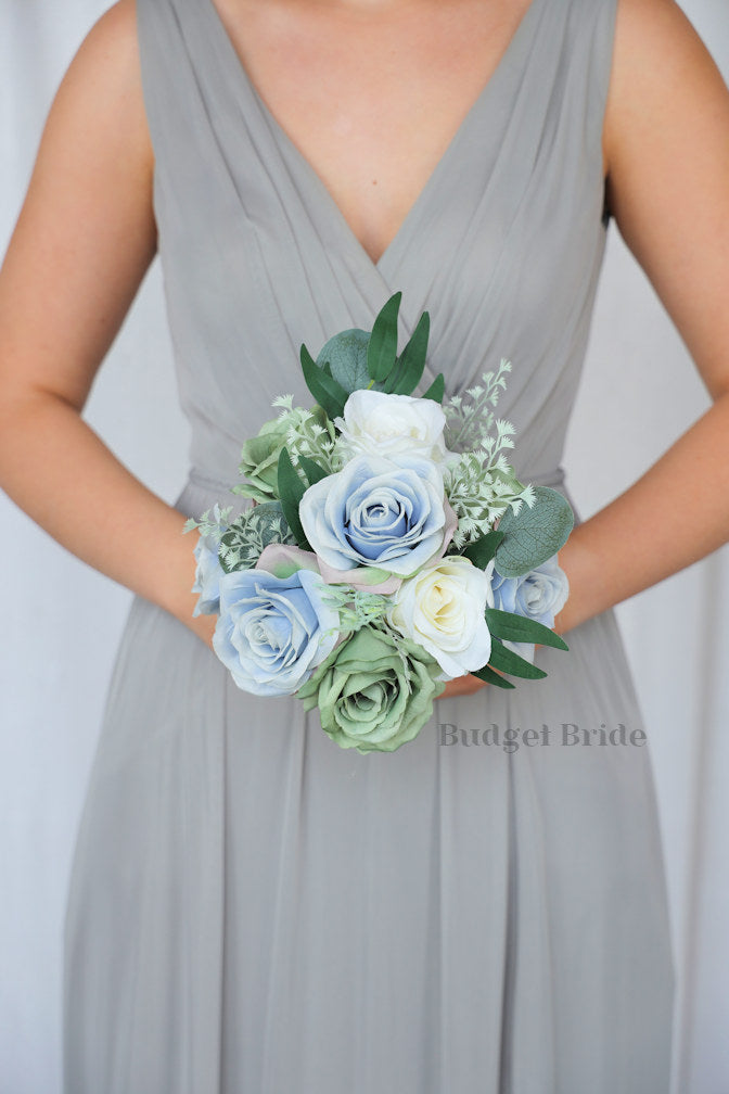 Faux Wedding Bouquet in Dusty Blue  - $39.50 | Dusky Blue