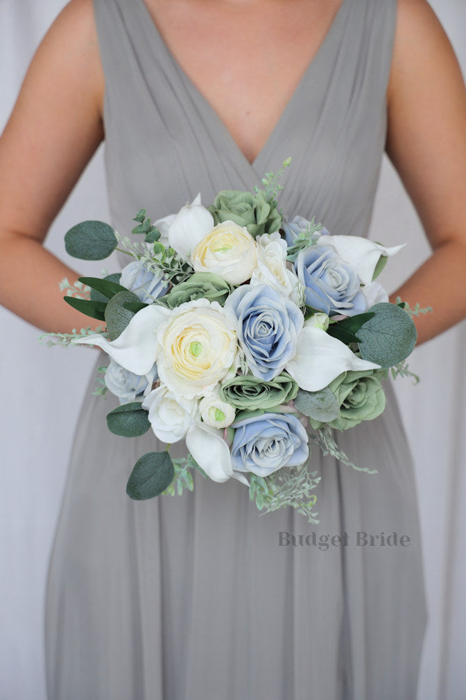 Faux Wedding Bouquet in Dusty Blue  - $39.50 | Dusky Blue