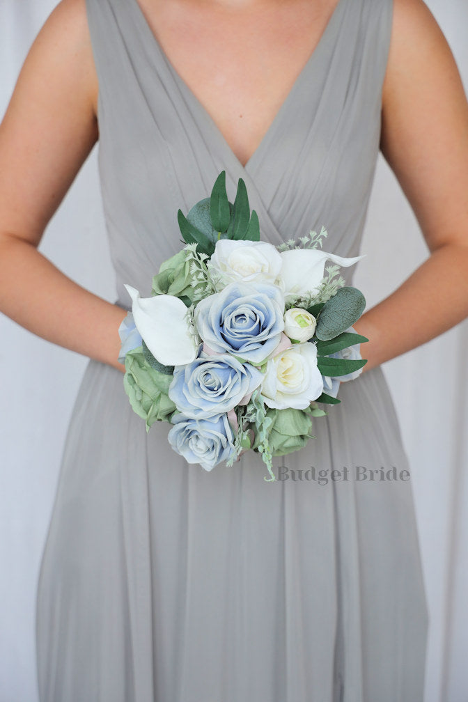 Faux Wedding Bouquet in Dusty Blue  - $39.50 | Dusky Blue