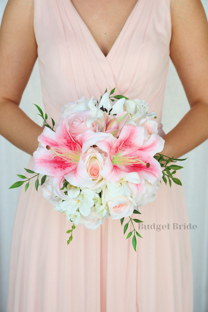 Faux Wedding Bouquet with Lilies - $45.00 | Demure