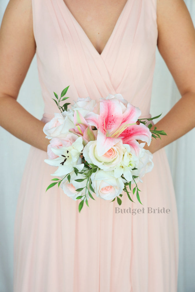 Faux Wedding Bouquet with Lilies - $45.00 | Demure