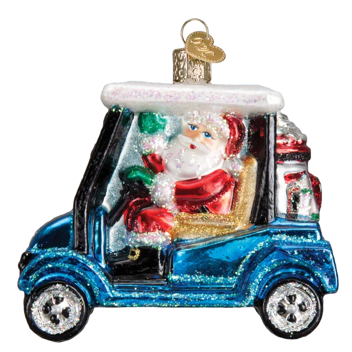Golf Cart Santa Ornament