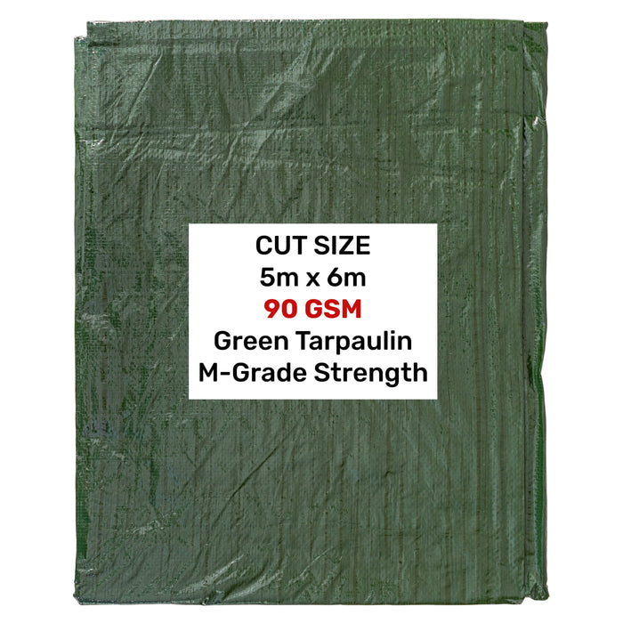 Green M-Grade Tarpaulin 5m x 6m Waterproof Tarpaulin Cover Weed Control Membrane
