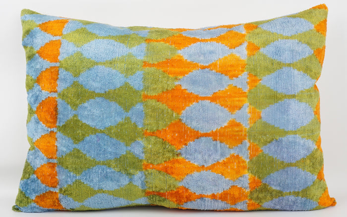 HANDMADE- IKAT SILK/VELVET PILLOWCASE