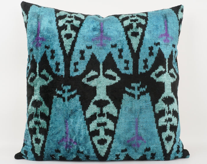 HANDMADE- IKAT SILK/VELVET PILLOWCASE