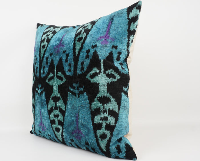 HANDMADE- IKAT SILK/VELVET PILLOWCASE