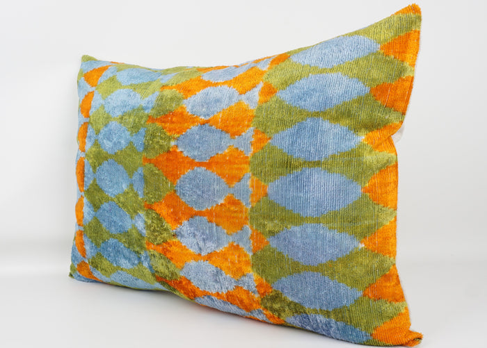 HANDMADE- IKAT SILK/VELVET PILLOWCASE