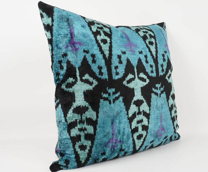 HANDMADE- IKAT SILK/VELVET PILLOWCASE
