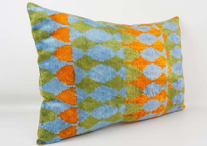 HANDMADE- IKAT SILK/VELVET PILLOWCASE