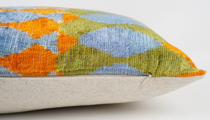 HANDMADE- IKAT SILK/VELVET PILLOWCASE