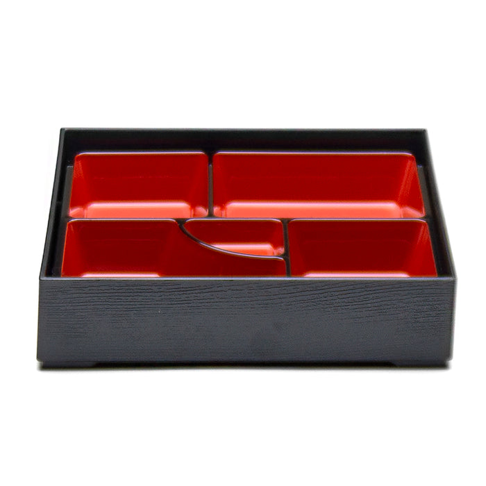 Lacquer Square Lunch Box 9-1/2"X2-1/4", Black/Red