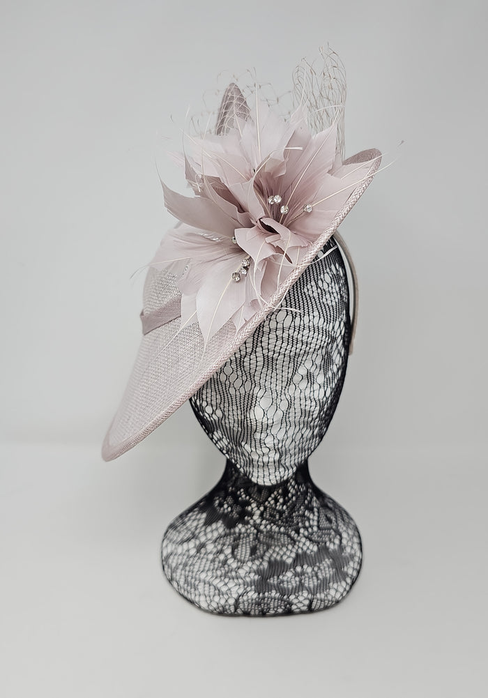 Metallic Pearl Silver Disc Floral Hairband Fascinator