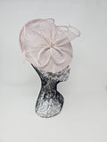 Metallic Pearl Silver Feather & Bow Round Disc Fascinator
