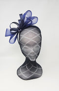 Navy Blue Bead Bow Loop Hairband Fascinator