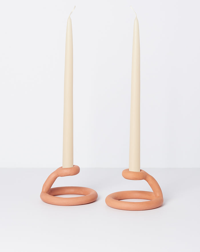 The Floral Society Pair of 12" Taper Candles in Parchment
