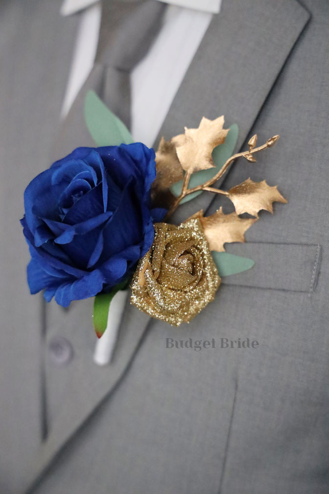 Silk Wedding Bouquet in Emerald Green and Blue - $65.00 | Hosea