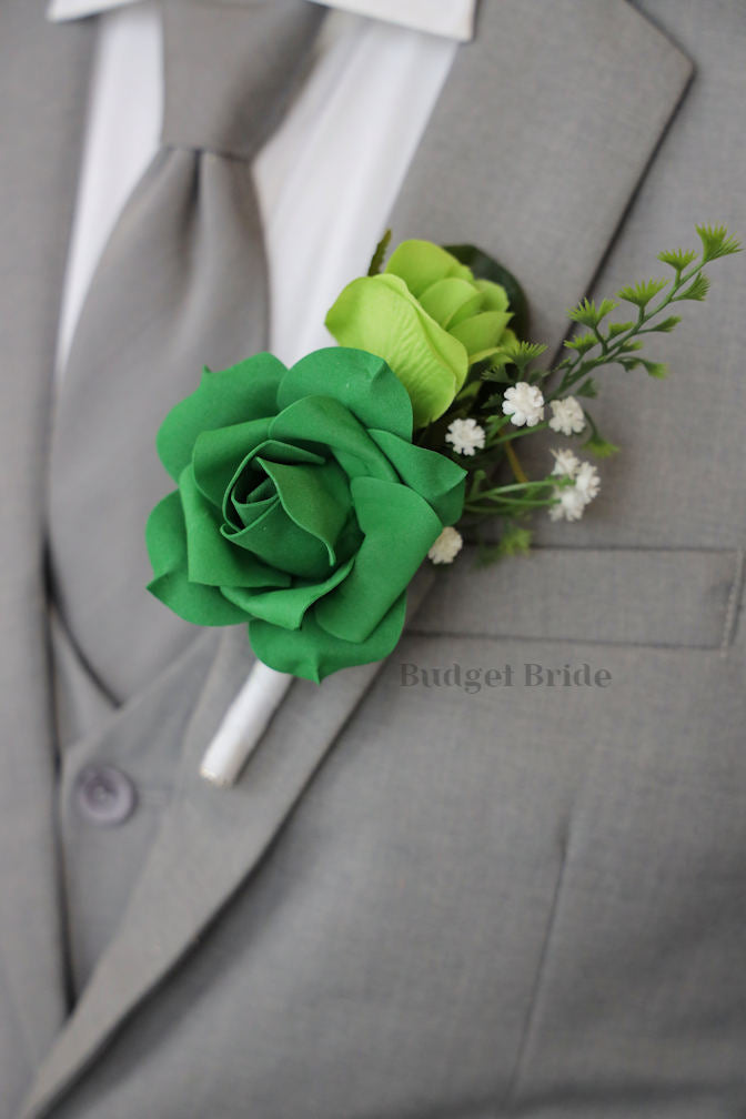 Silk Wedding Bouquet in Emerald, Pine and Hunter Green  - $39.50 | Spearmint