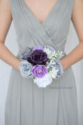 Silk Wedding Bouquet in Gray and Lavender - $39.50 | Phoenix