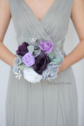 Silk Wedding Bouquet in Gray and Lavender - $58.50 | Phoenix