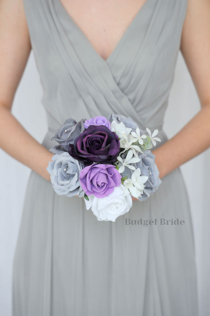 Silk Wedding Bouquet in Gray and Lavender - $58.50 | Phoenix