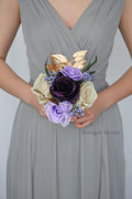 Silk Wedding Bouquet in Plum and Champagne - $39.50 | East
