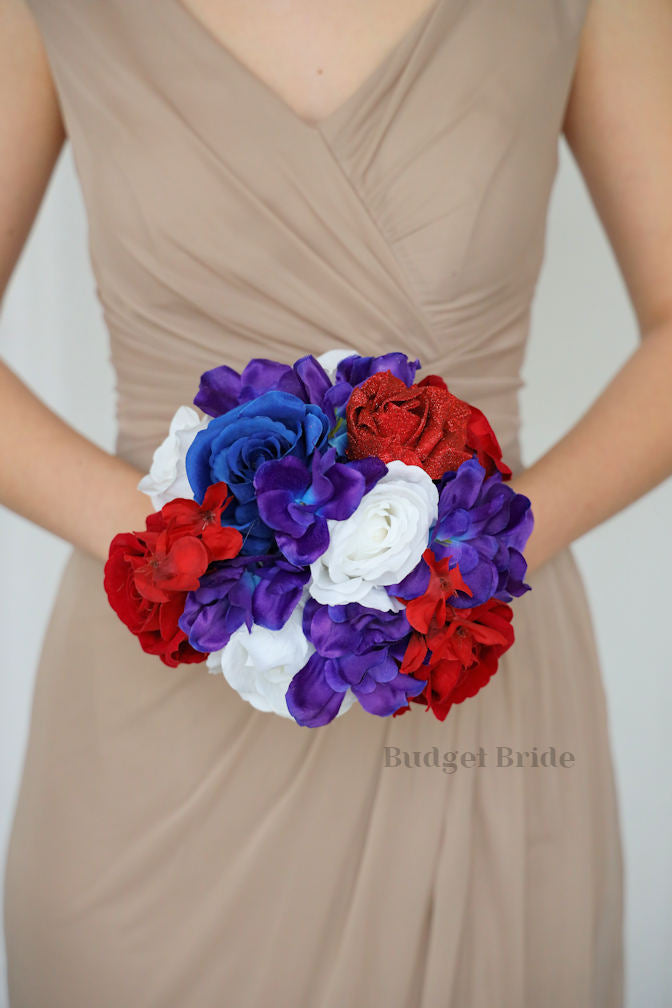 Silk Wedding Bouquet in Red, White and Blue  - $195.00 | Ferocious