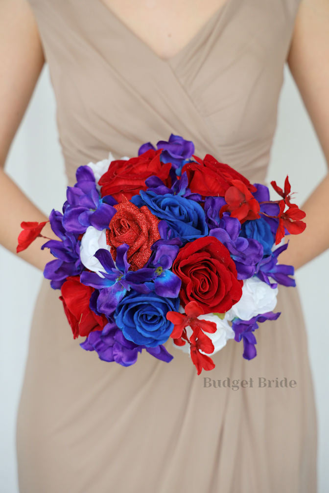 Silk Wedding Bouquet in Red, White and Blue  - $45.00 | Ferocious