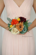 Silk Wedding Bouquet in Sage and Burnt Orange  - $39.50 |Mikasa