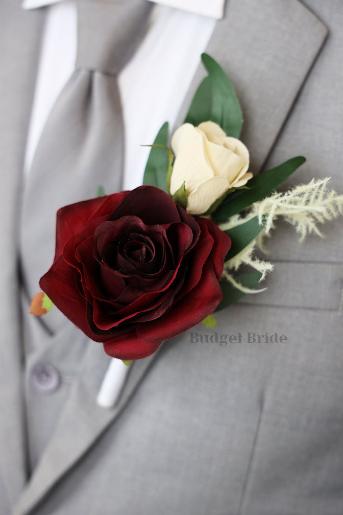 Silk Wedding Bouquet in Sage and Burnt Orange  - $39.50 |Mikasa