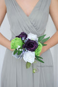 Silk Wedding Bouquet with Bright Green Roses  - $39.50 | Powerful
