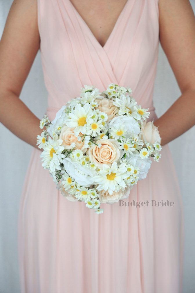 Silk Wedding Bouquet with Daisies  - $170.00 | Swan