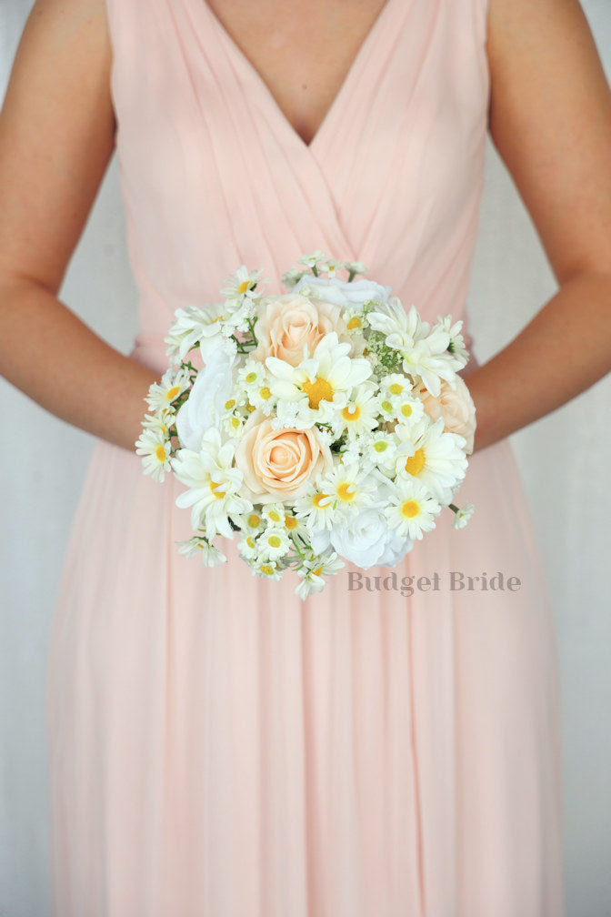 Silk Wedding Bouquet with Daisies  - $170.00 | Swan