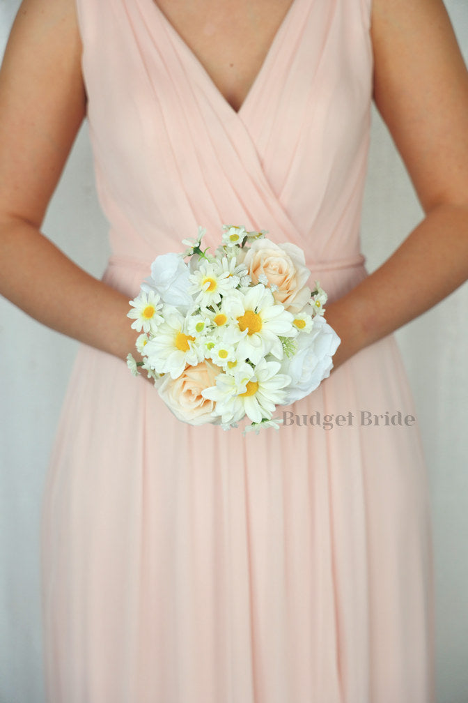 Silk Wedding Bouquet with Daisies  - $170.00 | Swan