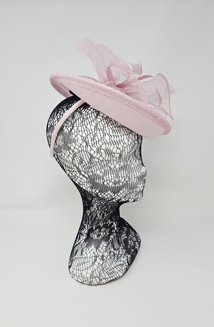 Sorbet Feather & Bow Round Disc Fascinator