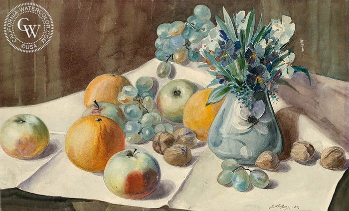 Still Life, 1904, watercolor painting by Gunnar Widforss (American art). Original painting and fine art giclée reproduction by California Watercolor for wall decor.