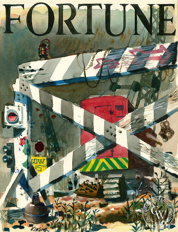 Study for Fortune Magazine Cover, 1949, watercolor painting by Dong Kingman (American art). Fine art giclée print reproduction by California Watercolor for wall decor.