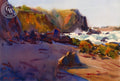 Sunrise on the Sonoma Coast, watercolor painting by Frank LaLumia (American art). Fine art giclée print reproduction by California Watercolor for wall decor.