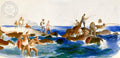 The Fishermen, watercolor painting by Rex Brandt (American art). Fine art giclée print reproduction by California Watercolor for wall decor.